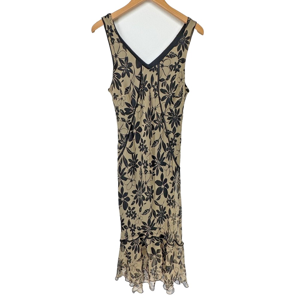 Believe Y2K Babydoll Tiered Midi Dress Size 8 Dark Floral Sheer Whimsigoth Vtg